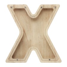 Wooden Letter Piggy Bank, Letter X, 1 Pcs