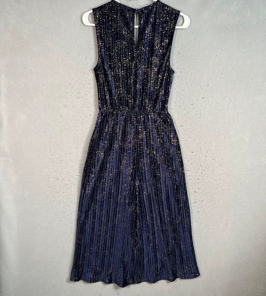 Mono sin mangas BCBG Generation XS azul marino y dorado brillante para mujer Foto 2 de 4