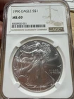 1996 American Silver Eagle Coin - NGC MS69, 0932-021, Free Shipping