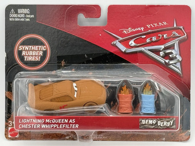 Disney Pixar Cars 3 Demo Derby Lightning McQueen #15 As Chester Whipplefilter