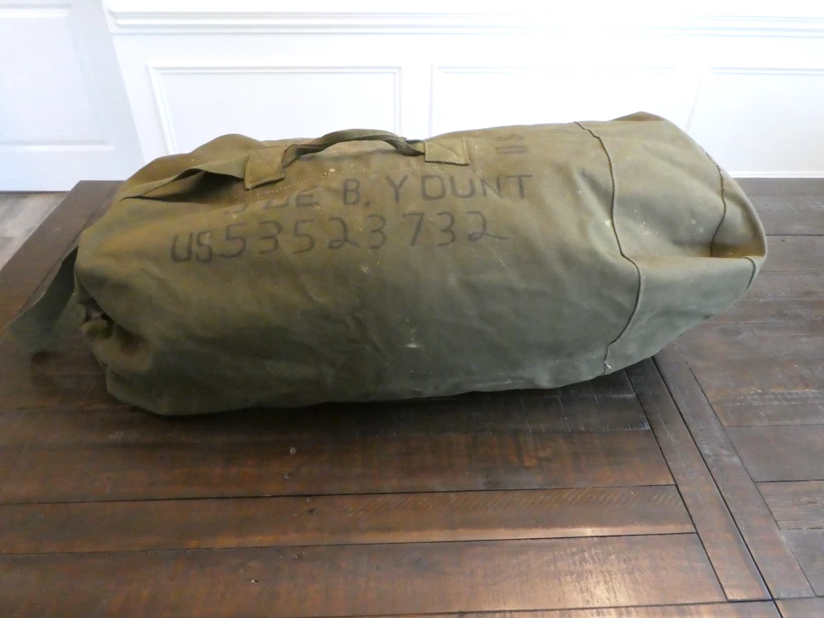 Vintage Army Duffle Bag In Original Vietnam War Personal & Field