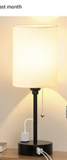 Bedside Table Lamp Bedroom Desk Lamp with USB Ports 14.6" Black