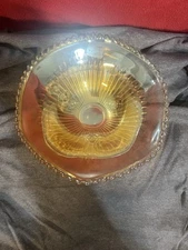 Vintage Jeanette Carnival Glass 3 Footed Marigold Iridescent Candy Dish (2001)