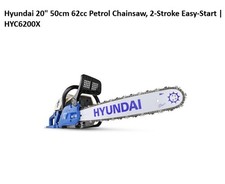 Hyundai Petrol Chainsaw 20" 50 cm Cut Bar Heavy Duty 62cc 2-Stroke Easy-start