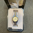 Vtg Seiko Watch Women Gold Silver Two Tone Day Date 7N83-0041 New Battery 7 inch