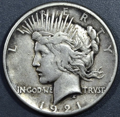 1921 $1 PEACE SILVER DOLLAR KM# 150 Grade:  VG+/F A5613