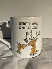 Spectrum Designz MISTLETOE KISSES & HOLIDAY WISHES Reindeer Christmas Mug 4.5"