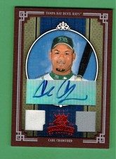 2005 DONRUSS DIAMOND KINGS CARL CRAWFORD AUTO DUAL JERSEY RELIC RED 86/100 RAYS