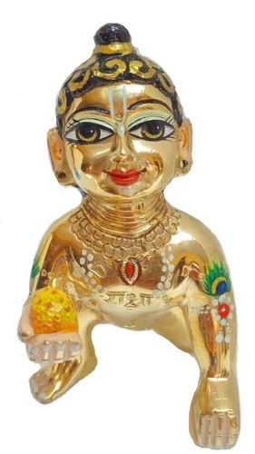 Messing LADDU Gopal handbemalt verziert Größe 3 - Bild 5 von 5