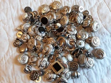 7 Oz Nice Variety Silver & Some Gold Plastic & Metal Shank Buttons 1/2" - 1"