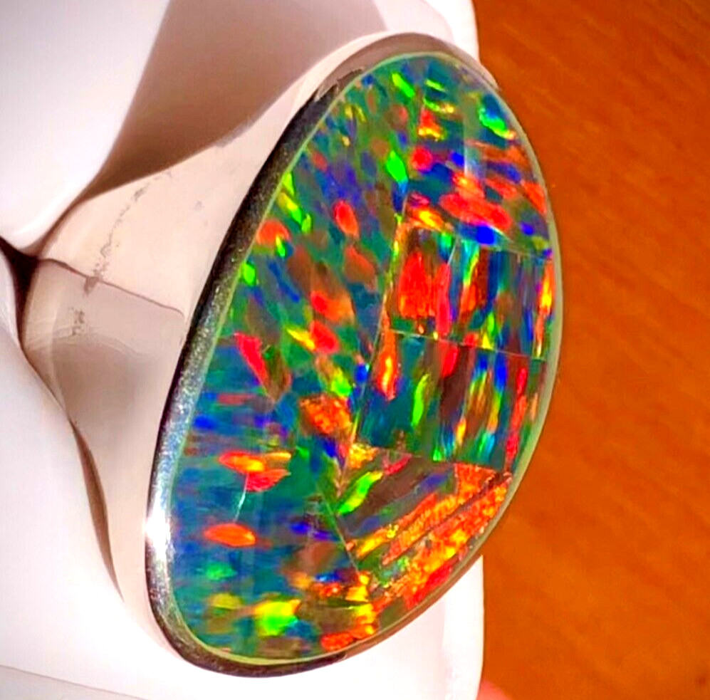 BIG BOLD A$$ ART 23c Red Opal BLAZE BOLD Ring 7.5 FIRE VIDEO Silver Prototype image 6
