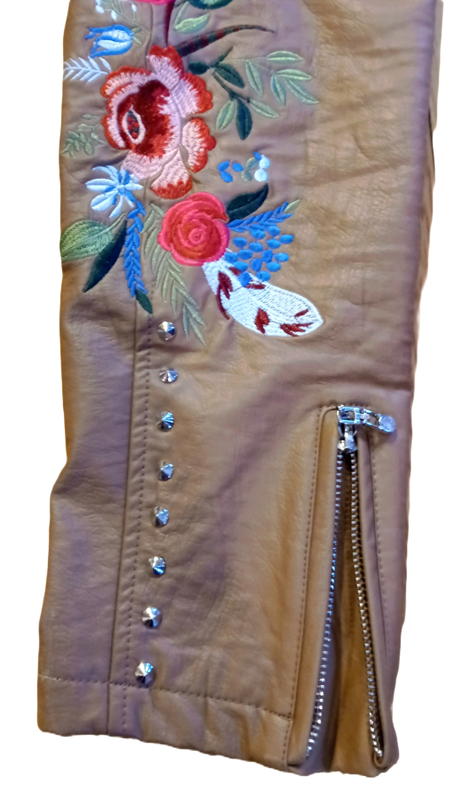 Ameri Mode Medium Brown Jacket Faux Leather Studd… - image 22