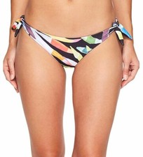  122 Mara Hoffman Women's Black Print Marimba Tie Side Bikini Swim Bottom Size L