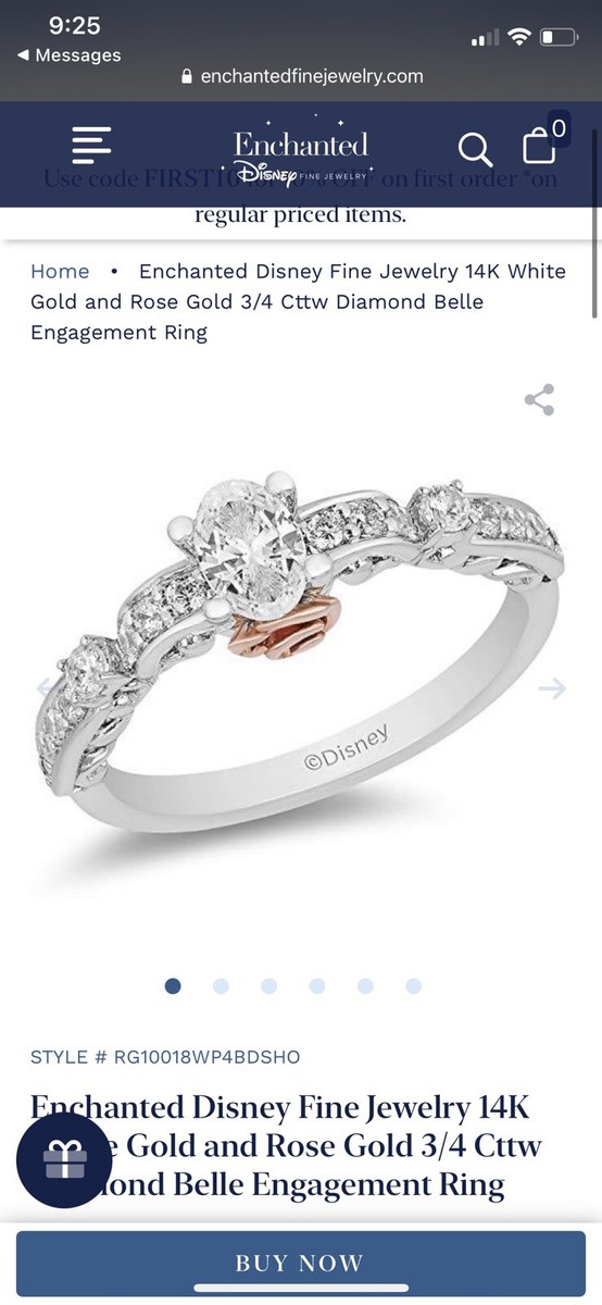 Enchanted Disney Fine Jewelry Belle engagement ring 3/4 cttw, size - Main Image