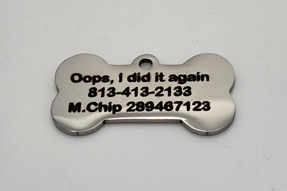 Deep Engraved Bone Pet ID Tag – Stainless Steel, Double Sided, Lifetime Warranty - Image 4 of 4