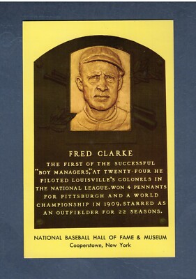 FRED CLARKE, Pirates & Colonels ~ 1964 HOF postcard Curteichcolor GREEN ink A