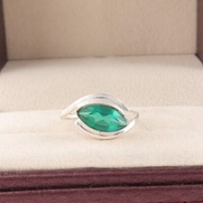 Lab Created Emerald Gemstone 925 Sterling Silver Handmade Jewelry Ring Gift For