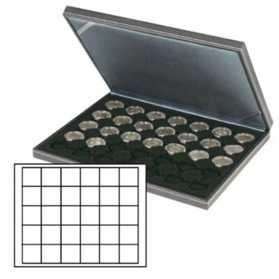 Lindner 2364-2115CE Münzkassette NERA M mit schwarzer Münzeinlage mit 30 quadrat