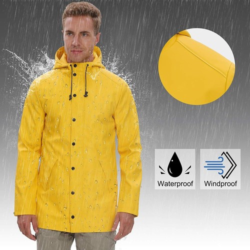 Fahsyee Raincoat Men, Hooded Waterproof 