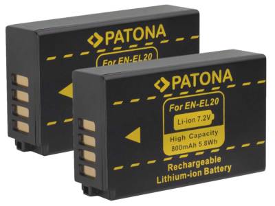 2 x Patona Akku für Kamera Nikon Coolpix P1000, P950, A - EN-EL20, EN-EL20a