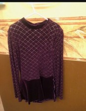Purple Long Sleeve Figure Skating dress