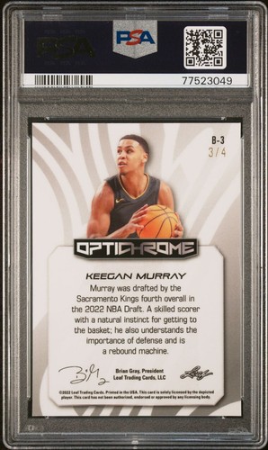 2022 LEAF OPTICHROME BLUE PRIZM CRACKED ICE MOJO KEEGAN MURRAY RC # /4 PSA 10 - Picture 4 of 6