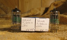 Matched Pair JAN Sylvania 5814A 12AU7 Tubes Long Gray Plates Halo Getter 3