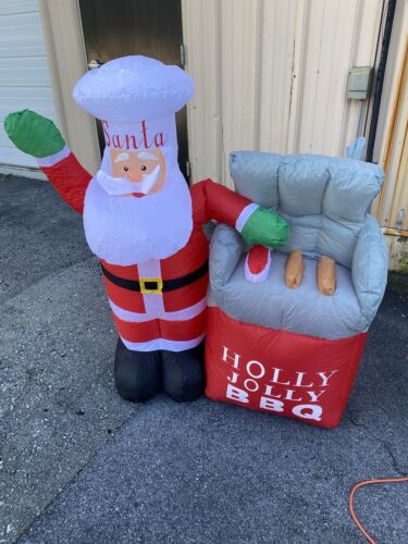 Christmas Inflatable Santa Claus 5' Holly Jolly BBQ Grill Chef - Afbeelding 1 van 9