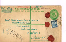 195? 51/2As Registerd envelope (AR) Chittagong to Karachi [Bengladesh]