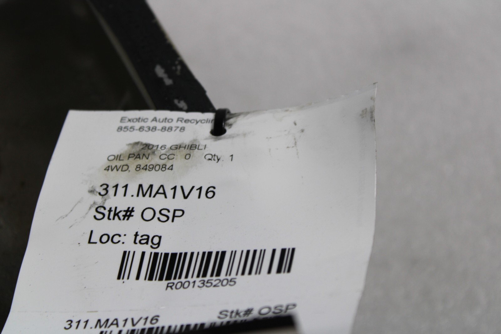 2016 Maserati Ghibli, Quattroporte, Engine Oil Pan, 4WD, Used, P/N 849084