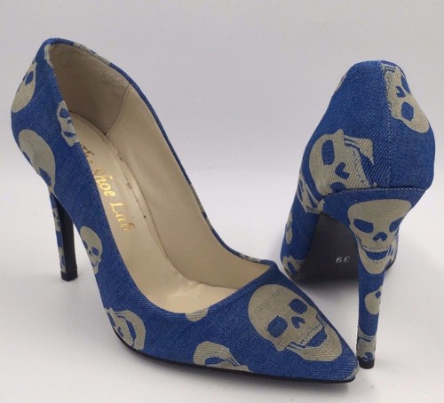 THE SHOE LAB BLUE NEUTRAL SKULL PRINT 
