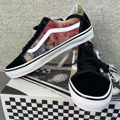 Vans Men's Skate Old Skool Tie Dye Terry Black Multi Size 10 Canvas Suede Shoes