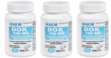 Major DOK 100 mg Stool Softener  100 Tablets X 3 Packs