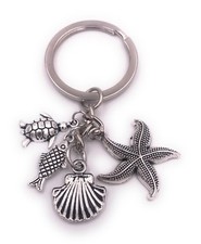 Seestern Maritime Fish Keychain Pendant Silver Metal