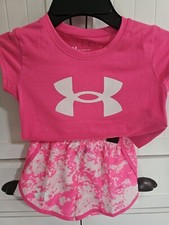 Girls Kids Youth Under Armour Shirt Shorts Set NEW Electro Pink 2 pc Size 4