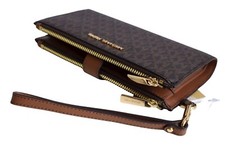 Michael Kors Geldbörse Wallet JET SET TRAVEL LG DOUBLE ZIP WRISTLET braun