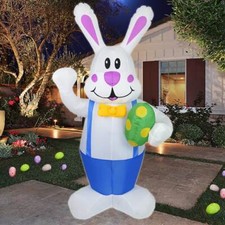 6ft Airblown Easter Bunny Inflatable with LED Lights Blow-up Yard Decorations