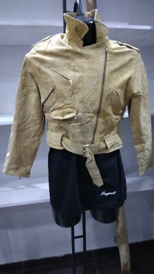 Used Echt Leader Leather Jacket Woman Mustard Size S-PGS031PI