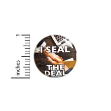 Vintage 80s 90s Style Pin Button I Seal The Deal Sales Cool Handshake 1” 79-27