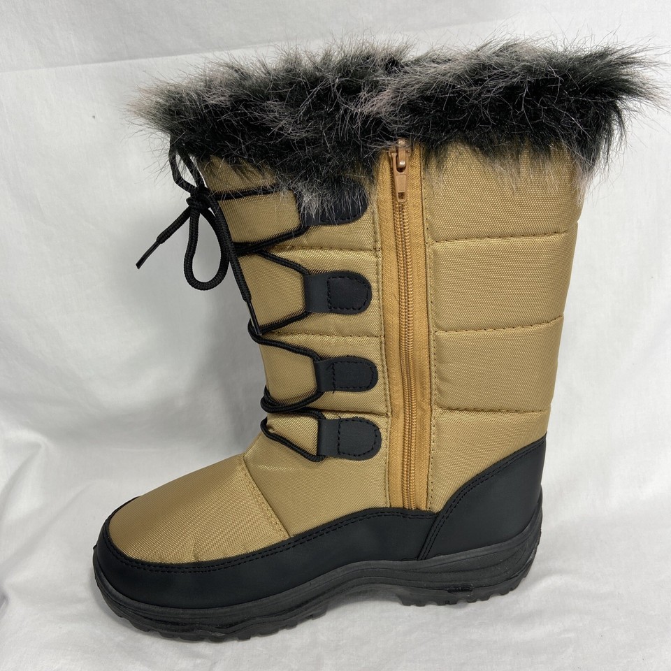 SNOW TEC S1403 Tan Faux Fur Lined Winter Boots Women's Sz 9 eBay