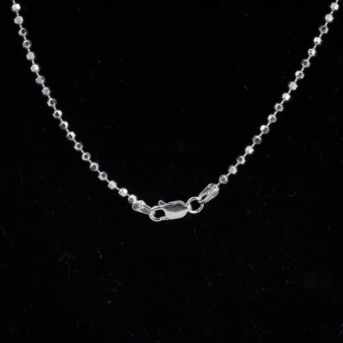Sterling Silver Diamond Cut Bead Beaded Chain Necklace - Picture 6 of 6