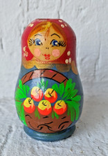 Vintage Soviet children's wooden toy matryoshka. USSR.