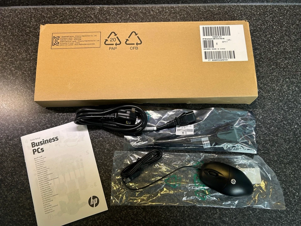 HP Keyboard And Mouse. USB. Comes With Kettle Power Lead. Never Removed From Box - Image 4 of 4