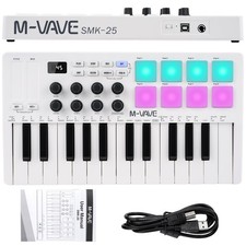 M-VAVE Contrôleur de clavier MIDI, USB Mini 25 touches, clavier dynamique pro...