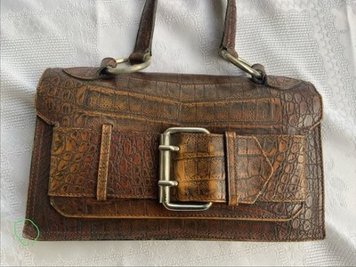 Tosca Blu Brown Croc-Pattern Satchel Leather 
