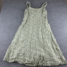 Old Navy Dress Women L Green Floral Linen Blend Smocked Midi Sundress Boho