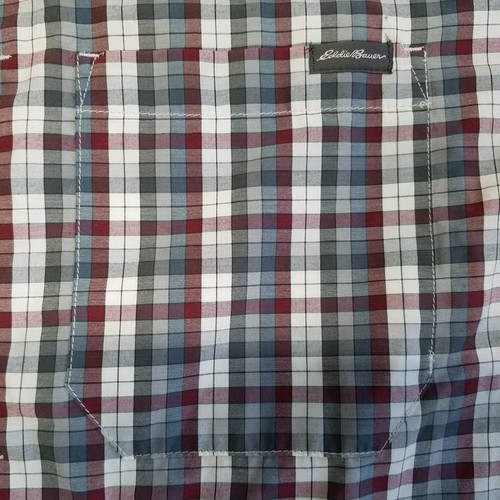 Eddie Bauer Shirt Men Large Gray White Check Plaid Classic Fit Button Down 8260 - Picture 14 of 15