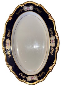 Reichenbach Echt Kobalt  15” Oval Platter Germany 24 K Gold Trim