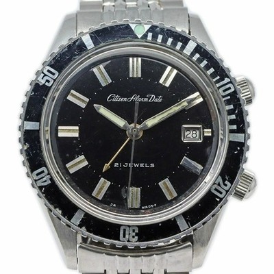 Citizen Alarm Date Parawater Divers ALDS 52902-Y Black Dial 40mm Manual Men's