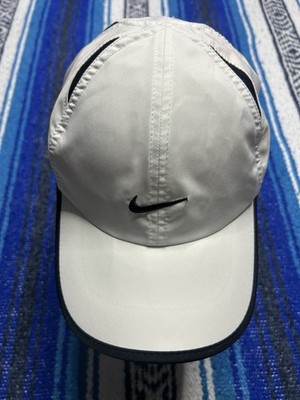 Nike Hat Tailwind Cap White Black Featherlight Dri Fit Performance Stretch Light